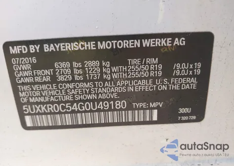 2016 BMW X5 xDrive35I z USA, uszkodzony, nr VIN 5UXKR0C54G0U49180